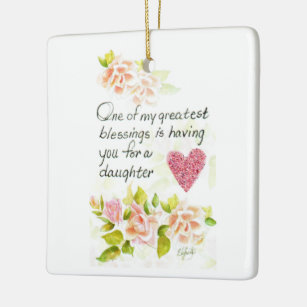 A Daughter is a Blessing Red coloured drawing text Ceramic Ornament