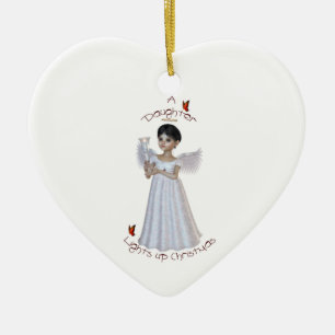 A daughter lights up Christmas Ceramic Ornament