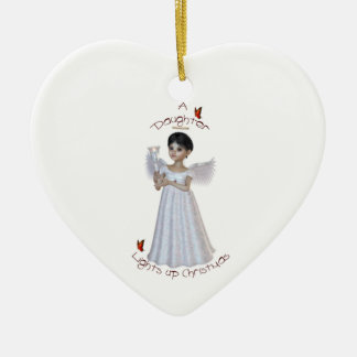 A daughter lights up Christmas Ceramic Ornament