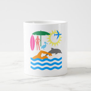 A day at the beach large coffee mug
