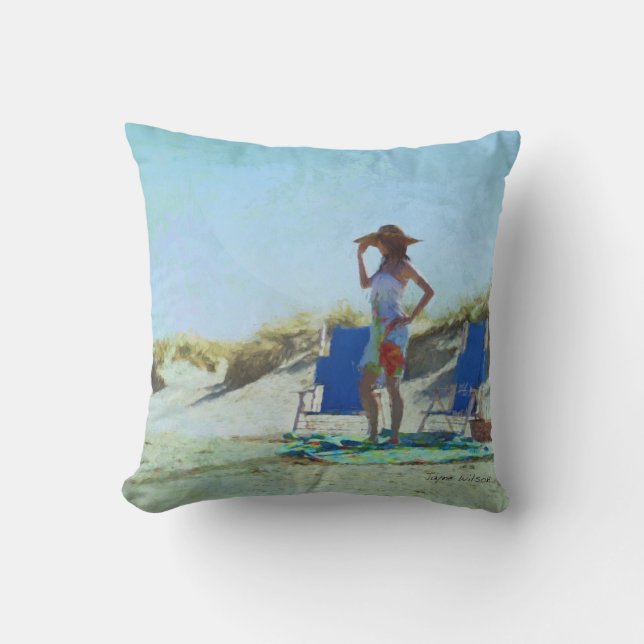 A Day at the Beach Throw Pillow (Front)