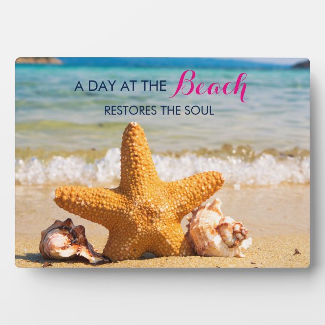 A Day at the Beach with Starfish Quote Plaque (Front)