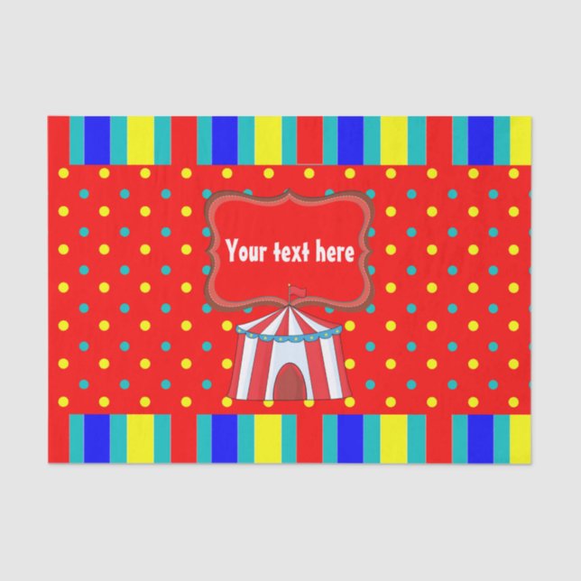 A Day at the Circus Kids Party Personalized Tissue Paper (Front)