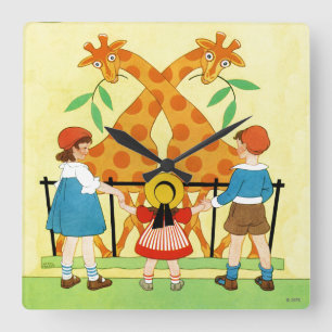 A Day At The Zoo Square Wall Clock