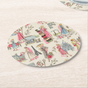 A Day in Paris Round Paper Coaster