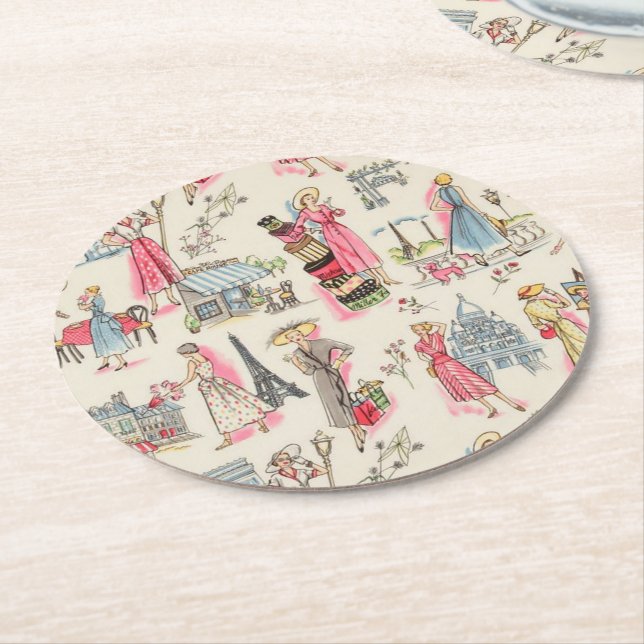 A Day in Paris Round Paper Coaster (Angled)