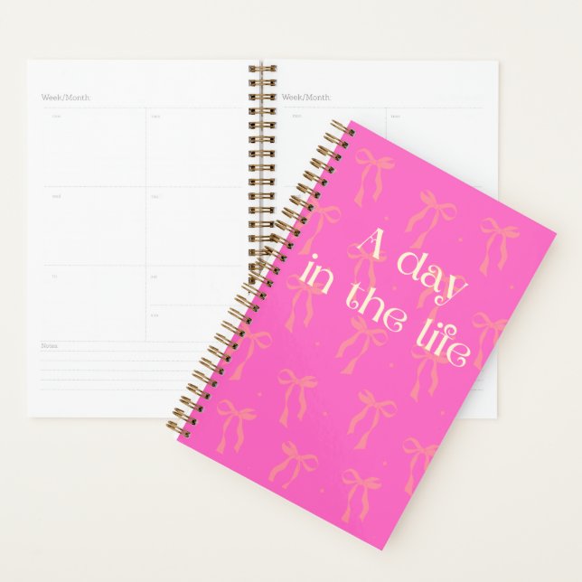 A Day in the Life Pink Bow Planner (Devant avec enveloppe)
