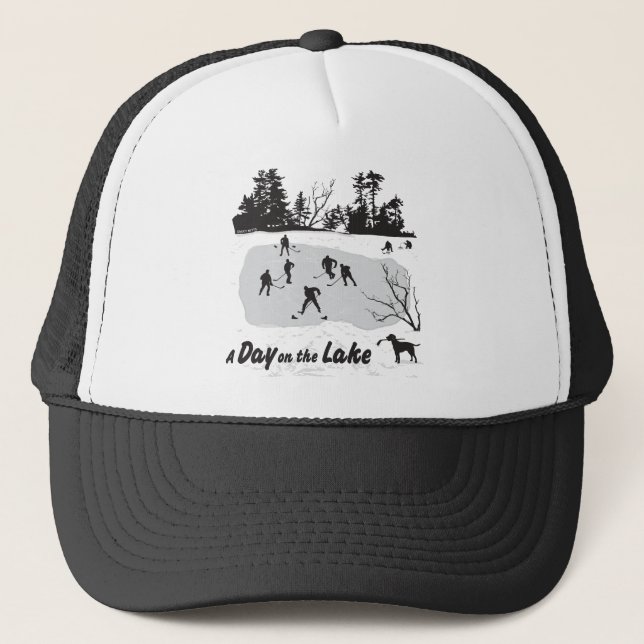 A Day on the Lake Pond Hockey Trucker Hat (Front)