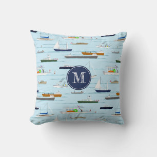 A Day On the River coastal lake river boating Throw Pillow