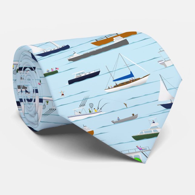 A Day On the River coastal lake river boating Tie (Rolled)