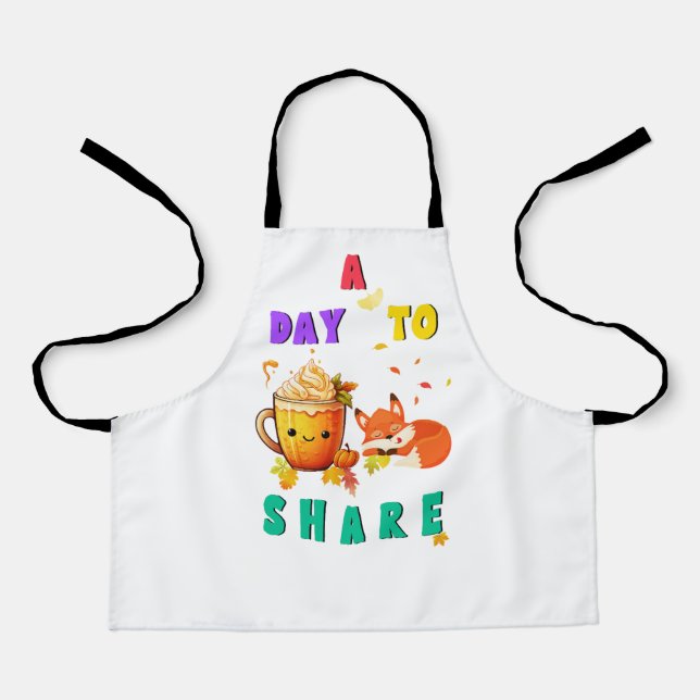 A Day To Share Ginkgo Oak Botany Fox Thanksgiving Apron (Front)