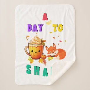 A Day To Share Ginkgo Oak Botany Fox Thanksgiving Sherpa Blanket