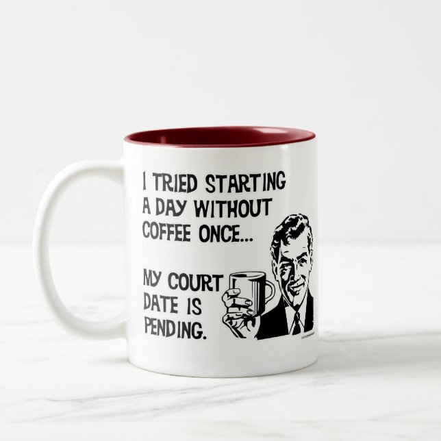A Day Without Coffee Two-Tone Coffee Mug (Left)