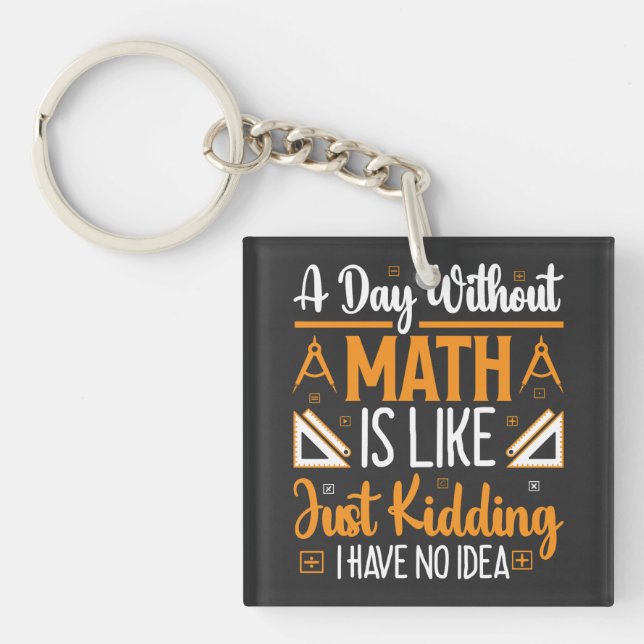 A Day Without Math, Funny Mathematics Teacher Gift Keychain (Front)