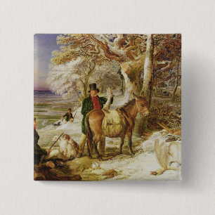 A Day's Sport, 1826 (oil on canvas) 2 Inch Square Button