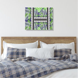 A decorative design featuring a green and purple p canvas print