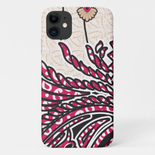 A decorative paisley design with vivid red and pin iPhone 11 case