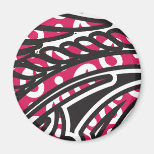 A decorative paisley design with vivid red and pin magnet
