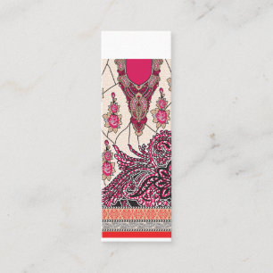 A decorative paisley design with vivid red and pin mini business card