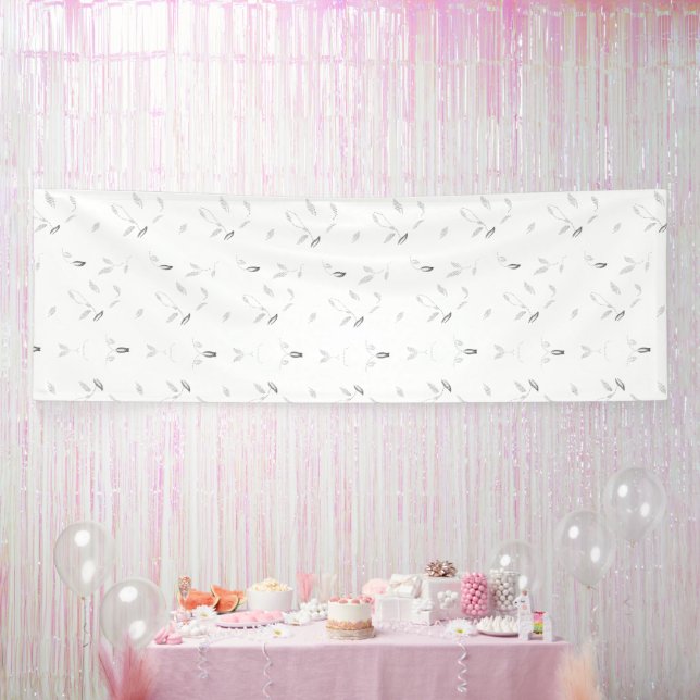 A decorative pattern featuring white and grey leav banner (Party)