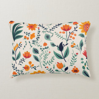 A decorative pillow featuring a vibrant floral