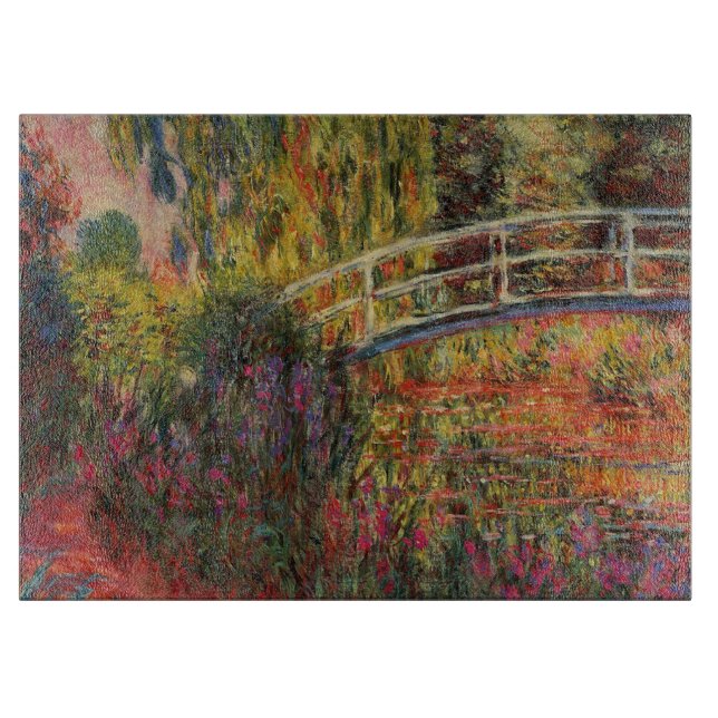 À Découper Monet's Garden Grande Planche de coupe en verre (Devant)