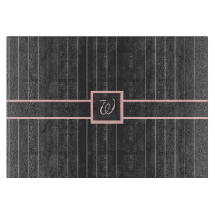 À Découper Noir avec Pinstripes Rose Planche de coupe en verr