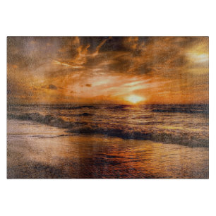 À Découper Planche de couture en verre de paysage Ocean Sunse