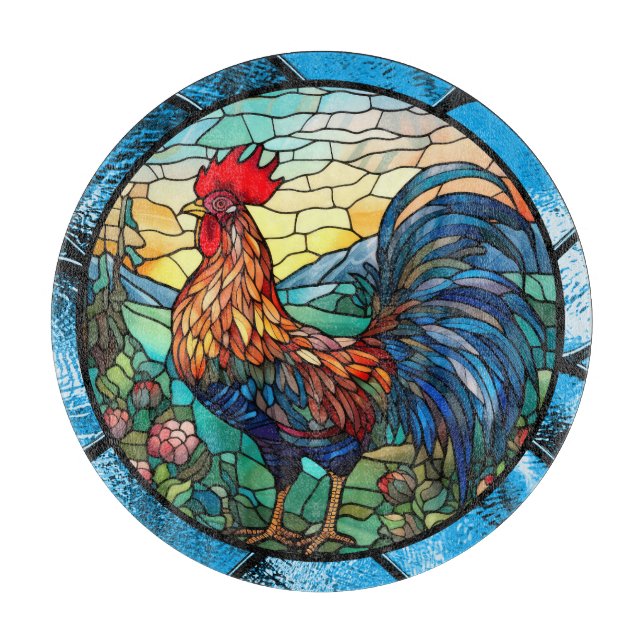 À Découper Planche de découpe de coq en verre filé Faux (Devant)
