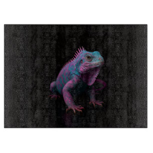 À Découper Planche en verre Black 4 Luxe Iguane Rose Tropical