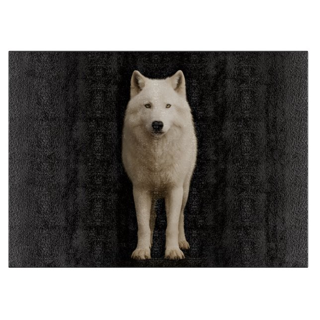 À Découper Planche en verre Black 4 Luxe Loup Arctique Ivoire (Devant)