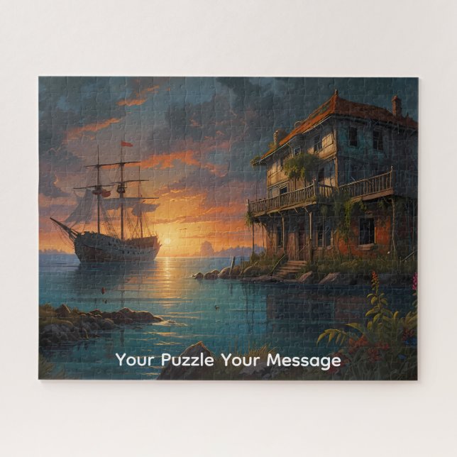 A decrepit abandoned boat artwork jigsaw puzzle  (Horizontal)