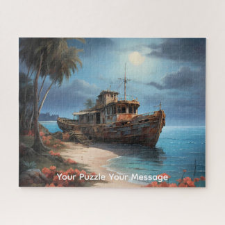 A decrepit abandoned boat watercolour artwork jigsaw puzzle