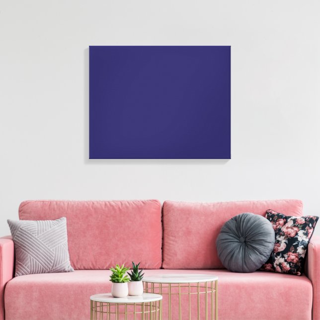 A deep blue backdrop accented by a white border, o canvas print (Insitu(LivingRoom))