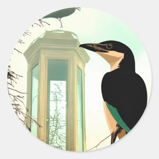 A deep breath before the cold sets in. classic round sticker (Front)