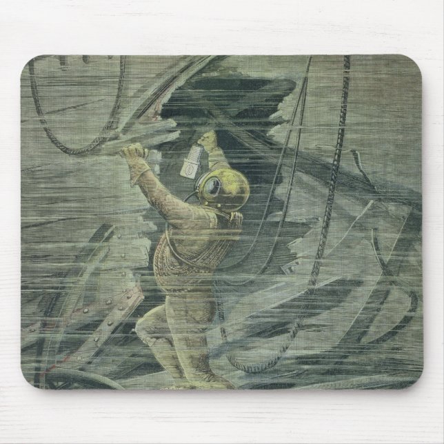 A Deep Sea Diver Looking at the Wrecks Mouse Pad (Front)