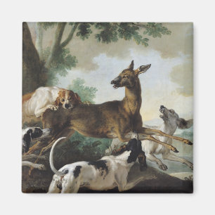 A Deer Chased by Dogs, 1725 Magnet
