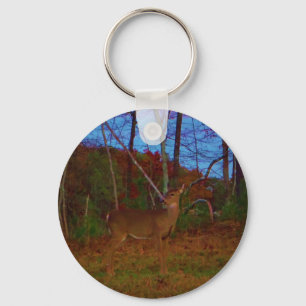 A Deer: Gold Red Green and Blue Keychain