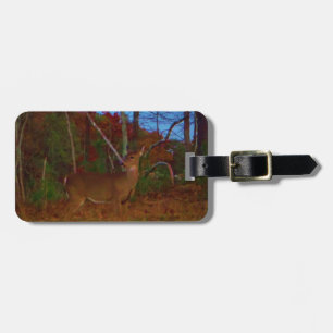 A Deer: Gold Red Green and Blue Luggage Tag