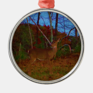 A Deer: Gold Red Green and Blue Metal Ornament