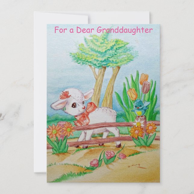 A deer granddaughters Easter greetings card (Front)