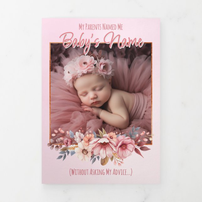 A Delicate & Humourous Birth Announcement - Pink (Cover)