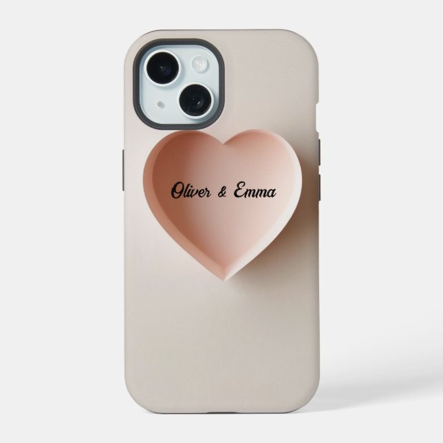 A delicate minimalist heart iPhone 15 case (Back)