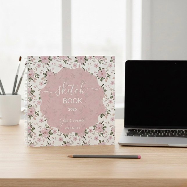 A delicate pink floral sketchbook notebook (Creator Uploaded)