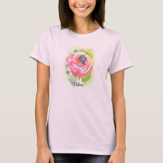 a delicate rose and a beetle sleeping in it T-Shirt