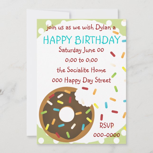 A Delicious Bite of Doughnut Invitation (Front)