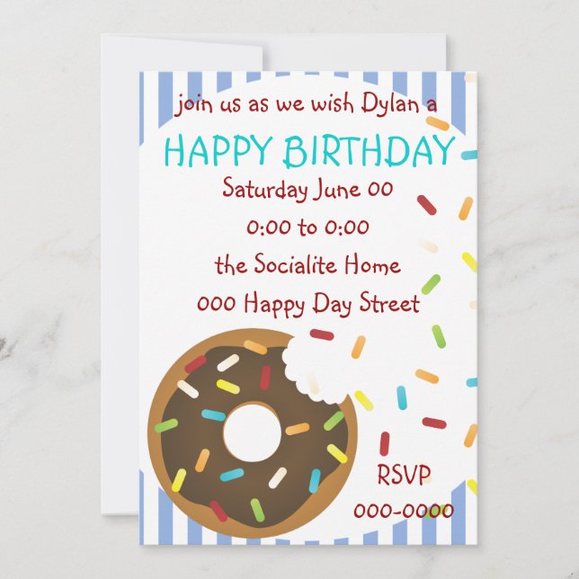 A Delicious Bite of Doughnut Invitation (Front)