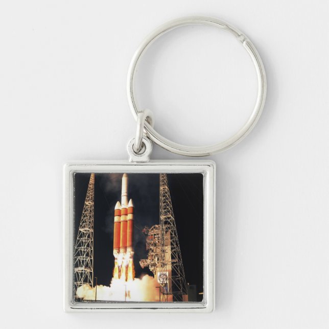 A Delta IV Heavy rocket lifts off Keychain (Front)