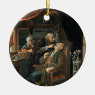 A Dentist Examining The Tooth of an Old Man (oil o Ceramic Ornament