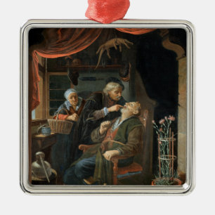 A Dentist Examining The Tooth of an Old Man (oil o Metal Ornament